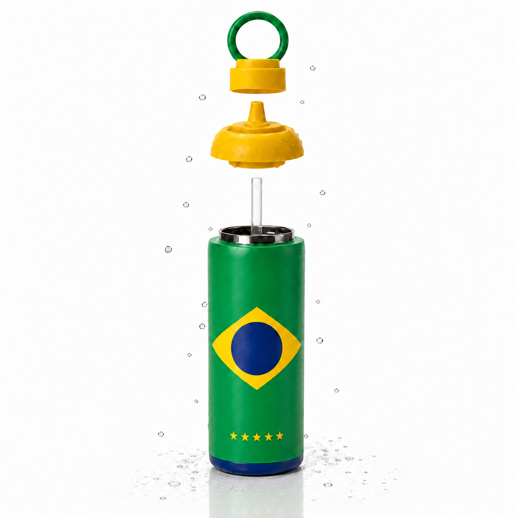 Metly Brazil Edition - 500ml Double Walled Water Bottle — Carry the World's Greatest Football Nation