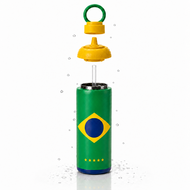 Metly Brazil Edition - 500ml Double Walled Water Bottle — Carry the World's Greatest Football Nation