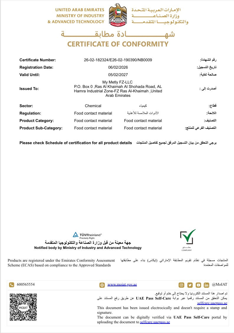 Certificate of Conformity - with Metly, you are always in safe hands